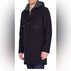 Sam Edelman Men's Dark Blue Trench Coat